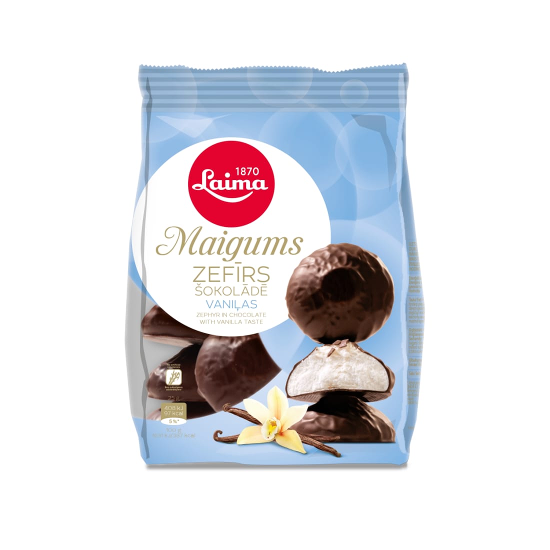 Vaniliniai zefyrai šokolade, 200 g