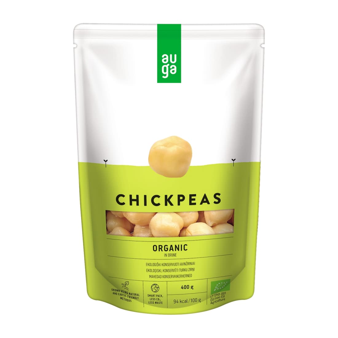 Ekolog. Konserv.avinžirniai AUGA, 400g/240g