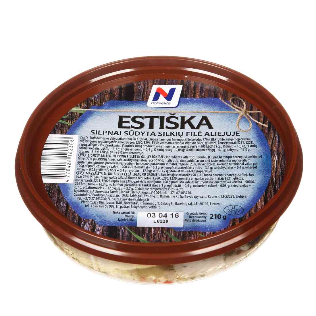 ESTIŠKA silkių filė aliejuje NORVELITA, 210 g