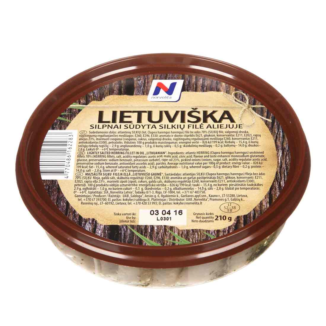 LIETUVIŠKA silkių filė aliej. NORVELITA, 210g