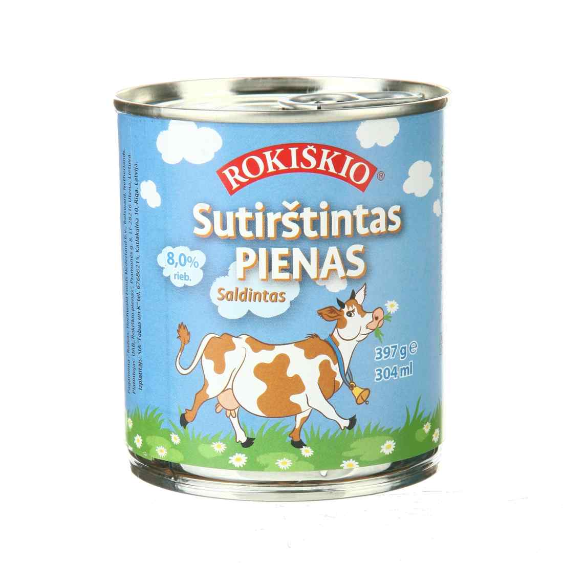 Sald. sutirštintas pienas ROKIŠKIO, 8 %, 397g