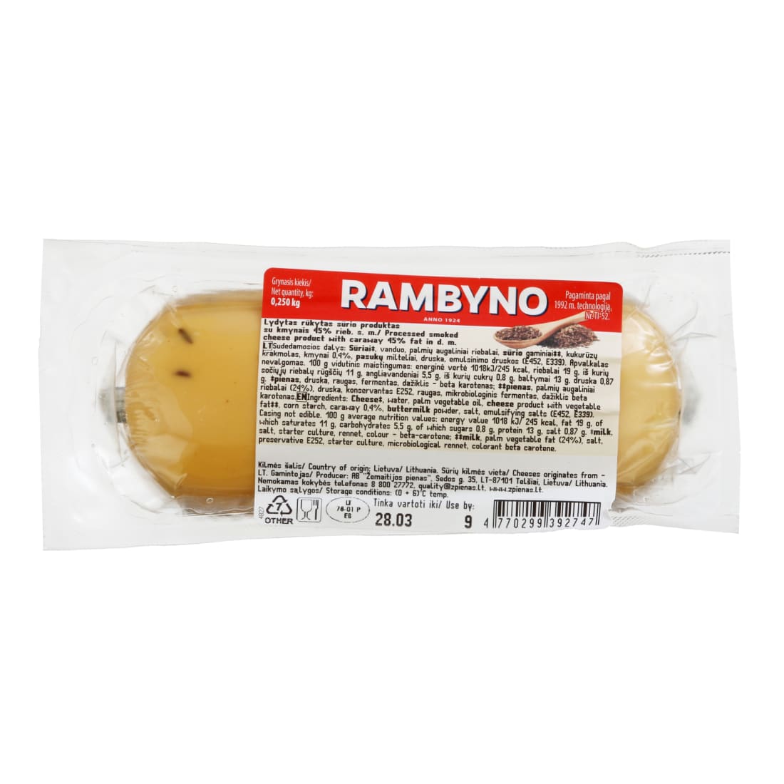 Rūk.lyd.sūrių pr.su km.RAMBYNO, 45%, 250g.s.m