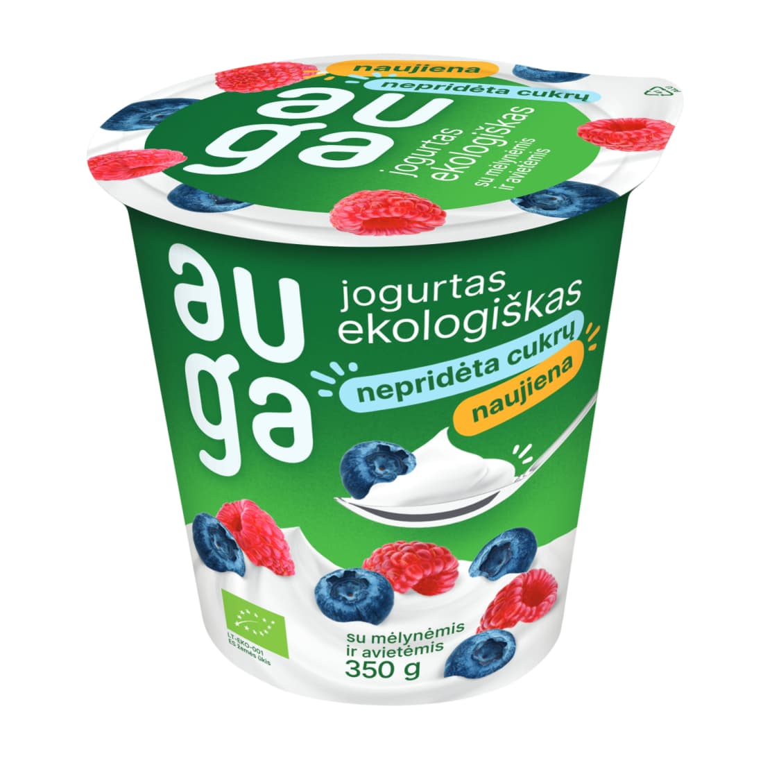 Ekol. jogurtas su mėlyn., aviet. AUGA, 350 g