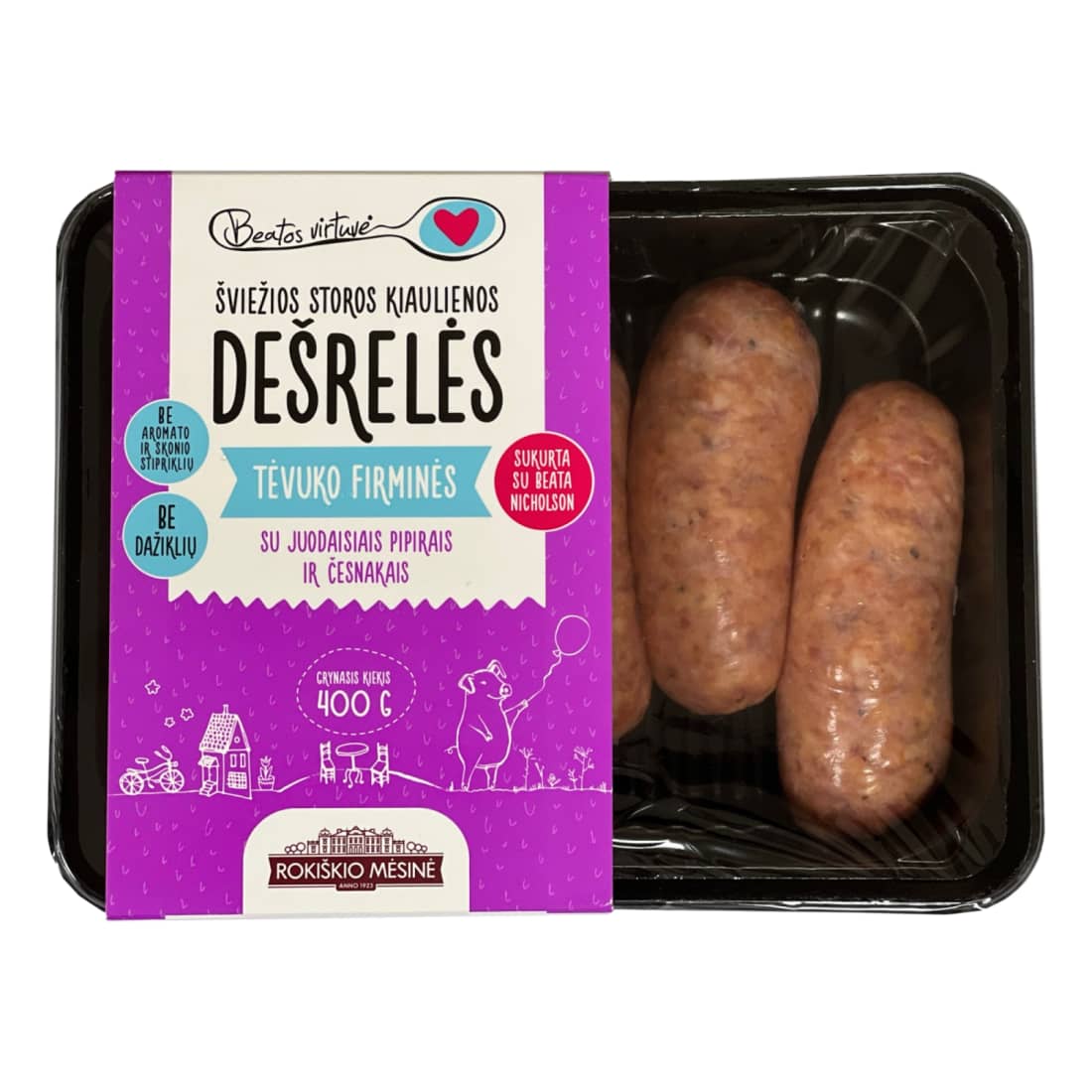 Storos TĖVUKO FIRMINĖS kiaul. dešrelės, 400 g