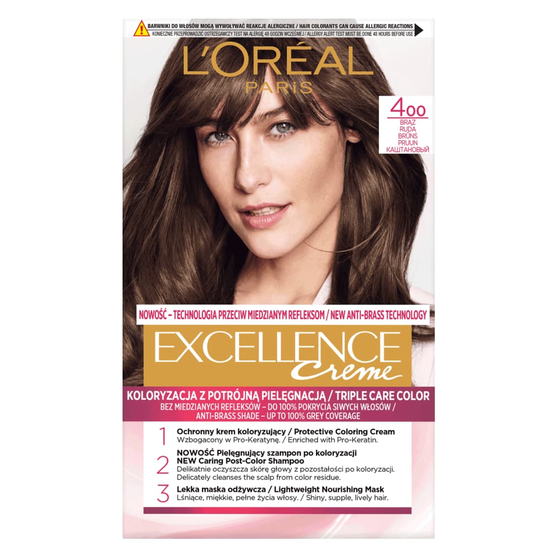 Plaukų dažai L'OREAL EXCELLENCE, Nr. 4