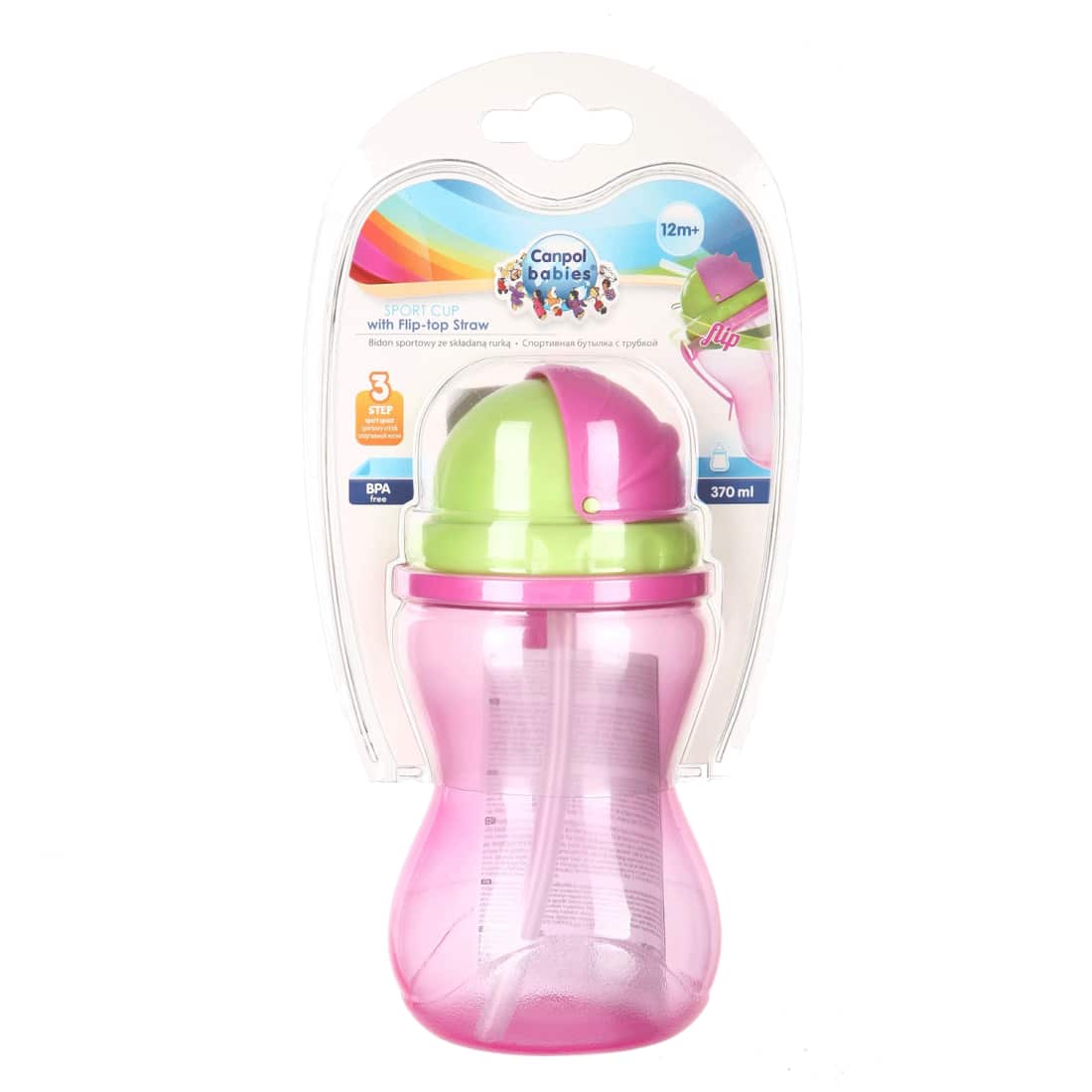 Buteliukas su šiaud. CANPOL,370ml,1vnt.