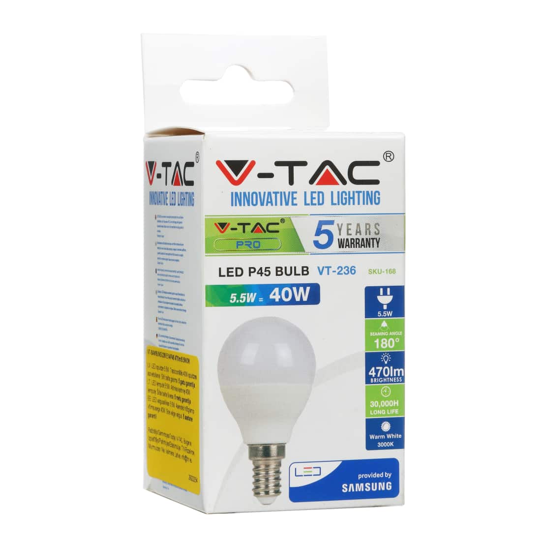 LED Lemputė VT-SAMSUNG 236,E14/P40,5,5W
