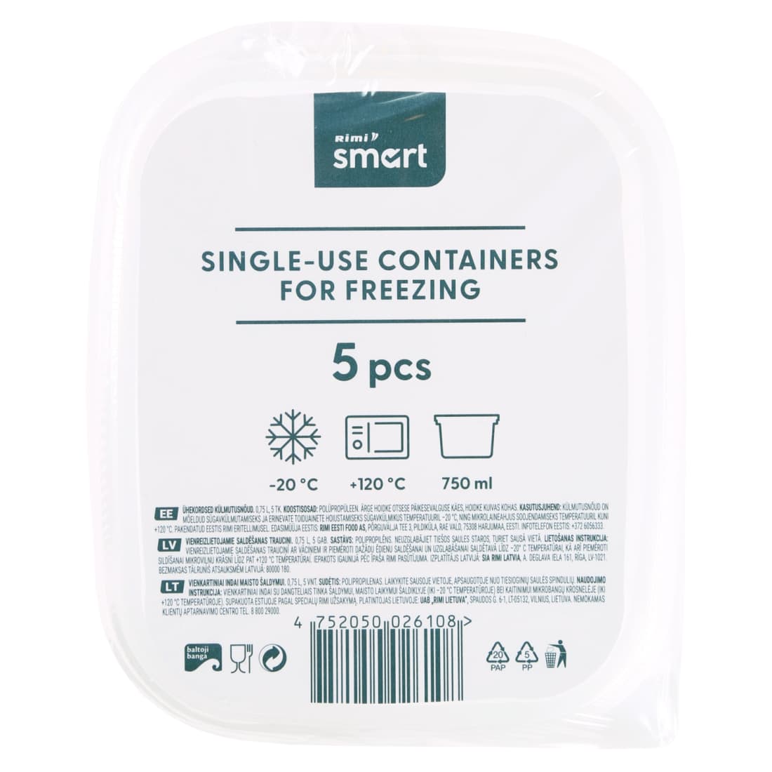 Vienk.indai maist.šald.750 ml,5vnt RIMI SMART