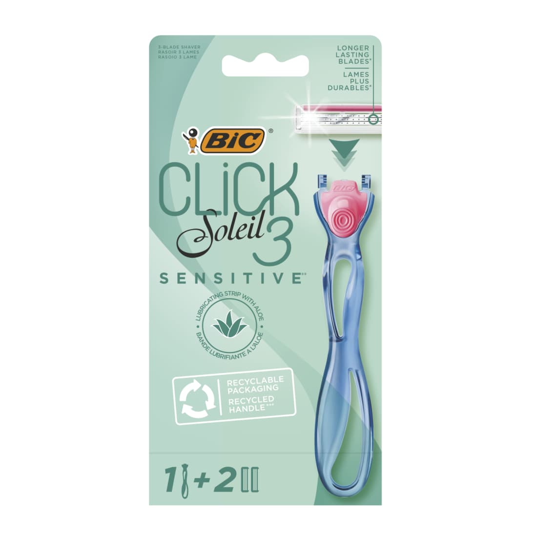 Skust. BIC CLICK3 SOL.SENS.1vnt+2 papild