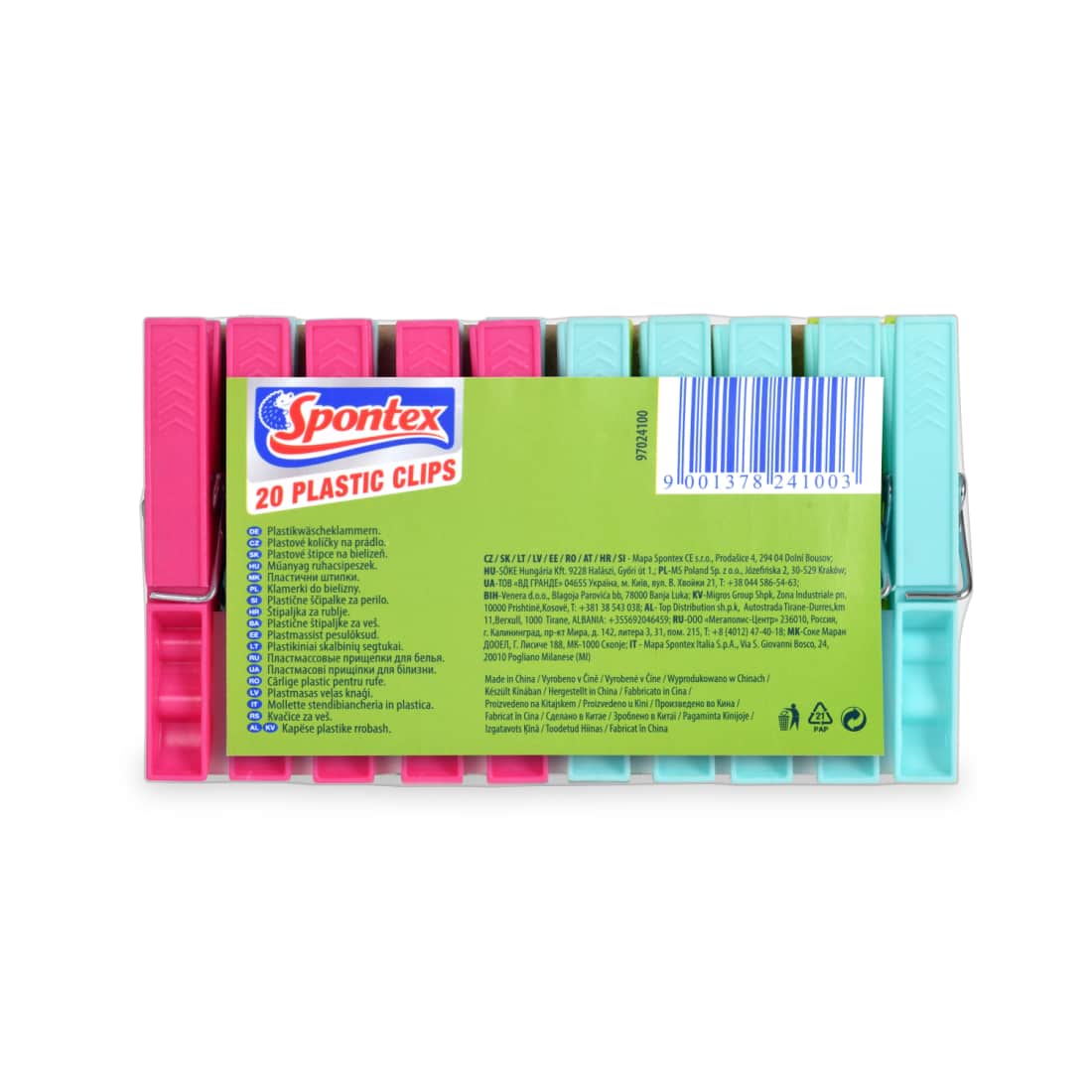 Plastikin. skalbinių segtukai SPONTEX, 20 vnt