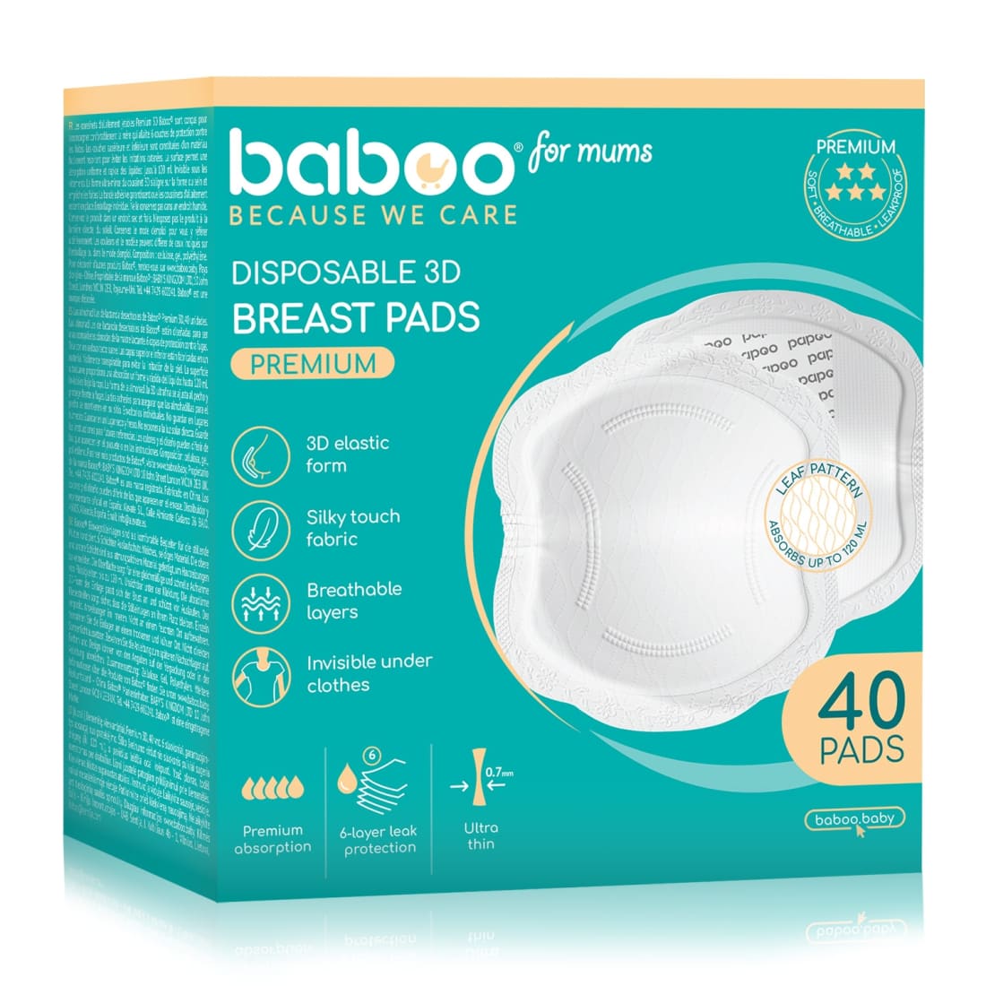 Liemenėlės įklotai BABOO PREMIUM, 40 vnt.