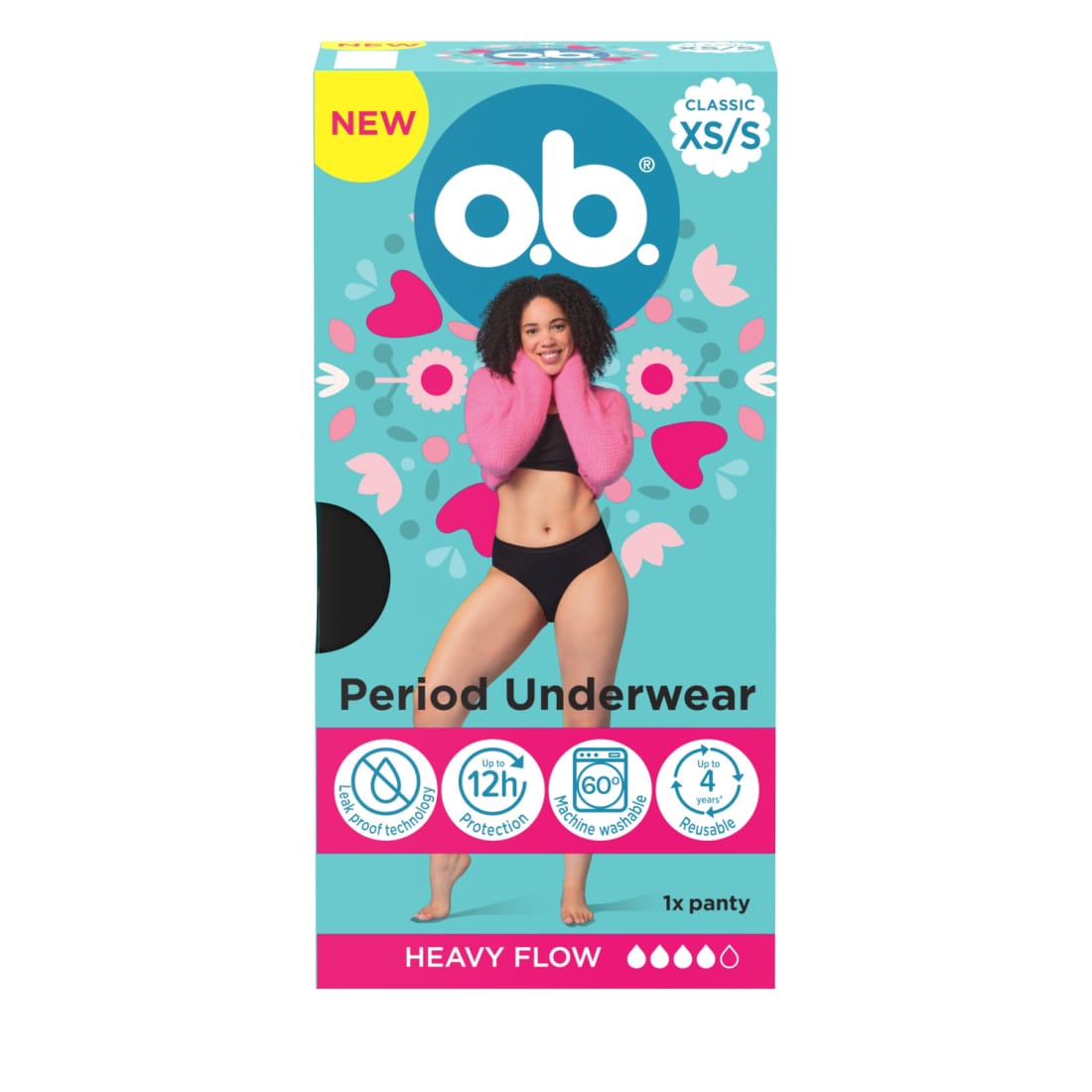Menstruac. kelnaitės O.B., XS/S dydis, 1 vnt