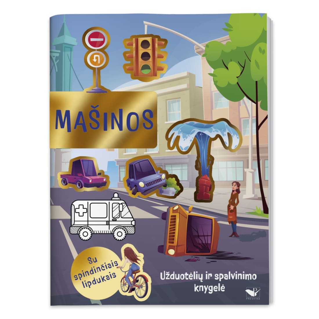 Knyga MAŠINOS. UŽDUOTĖLIŲ IR SPALVIN. KNYGELĖ