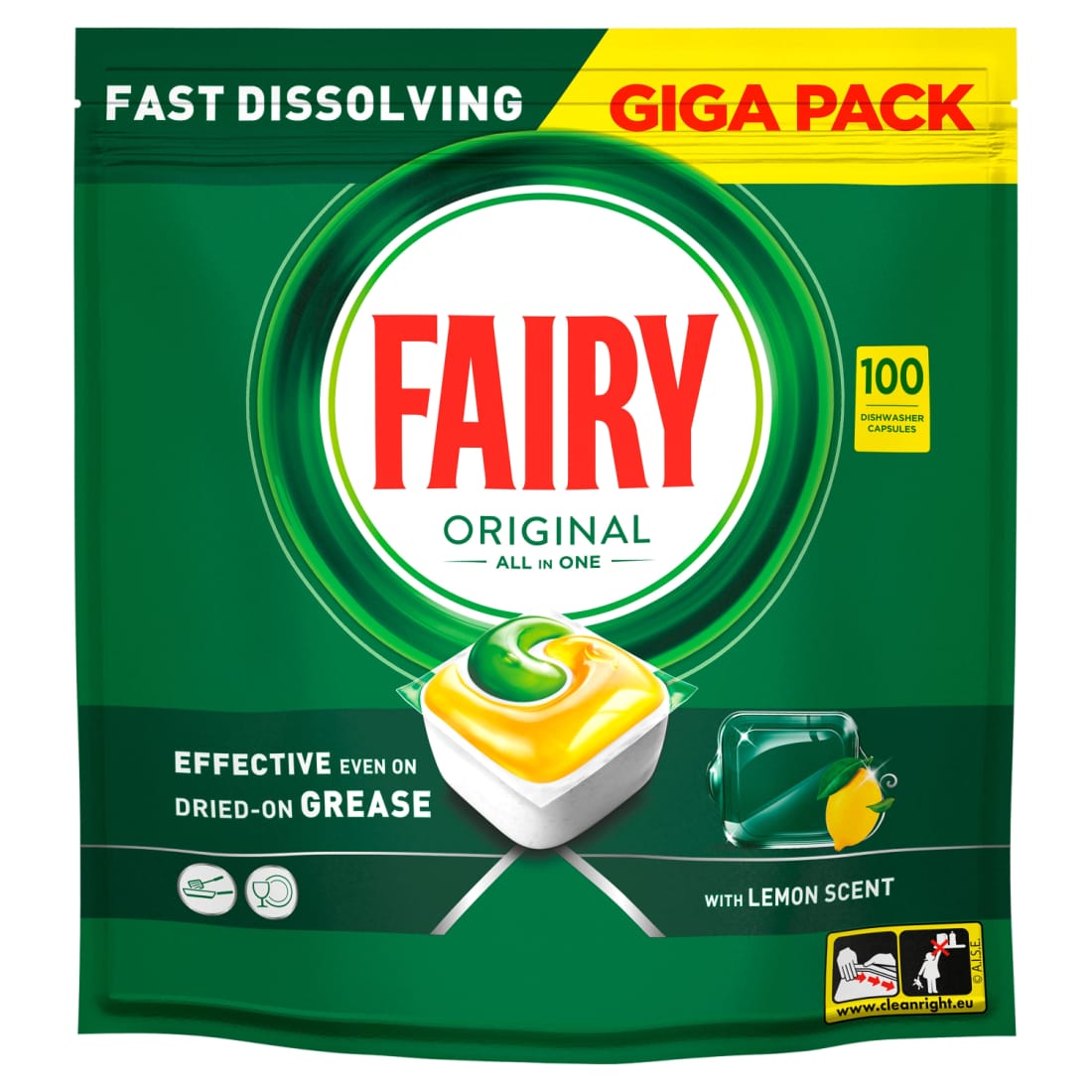 Indų pl. kapsulės FAIRY AIN1 LEMON, 100 vnt