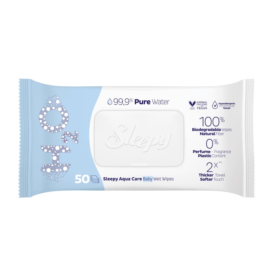 Drėgnos servetėlės SLEEPY AQUA CARE, 50 vnt
