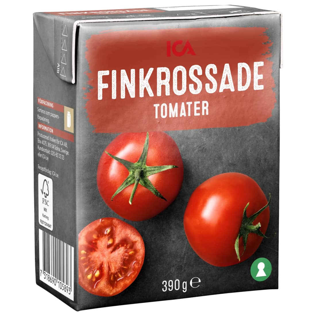 Smulkiai pjaustyti pomidorai ICA, 390 g