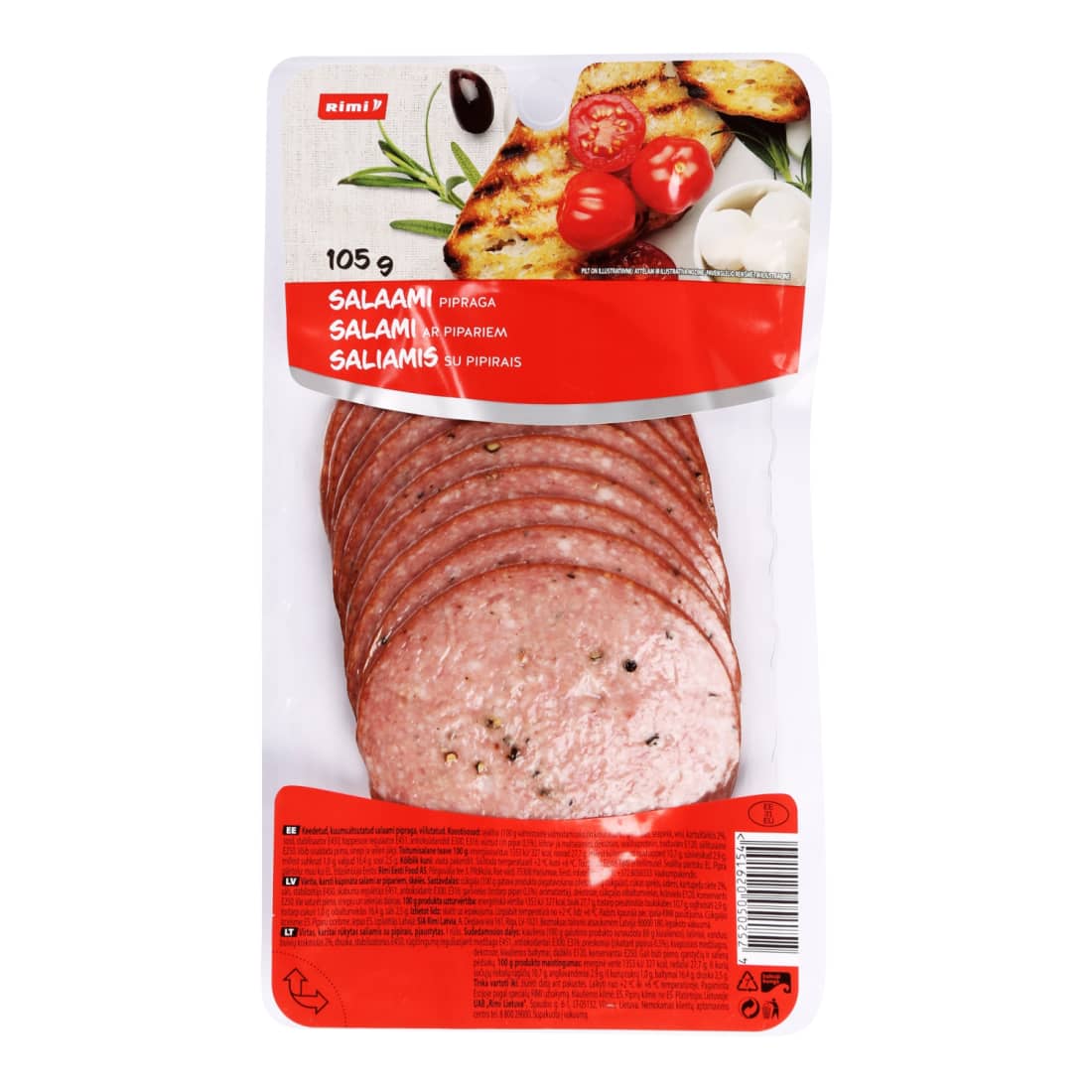 Saliamis su pipirais RIMI, pjaustytas, 105 g