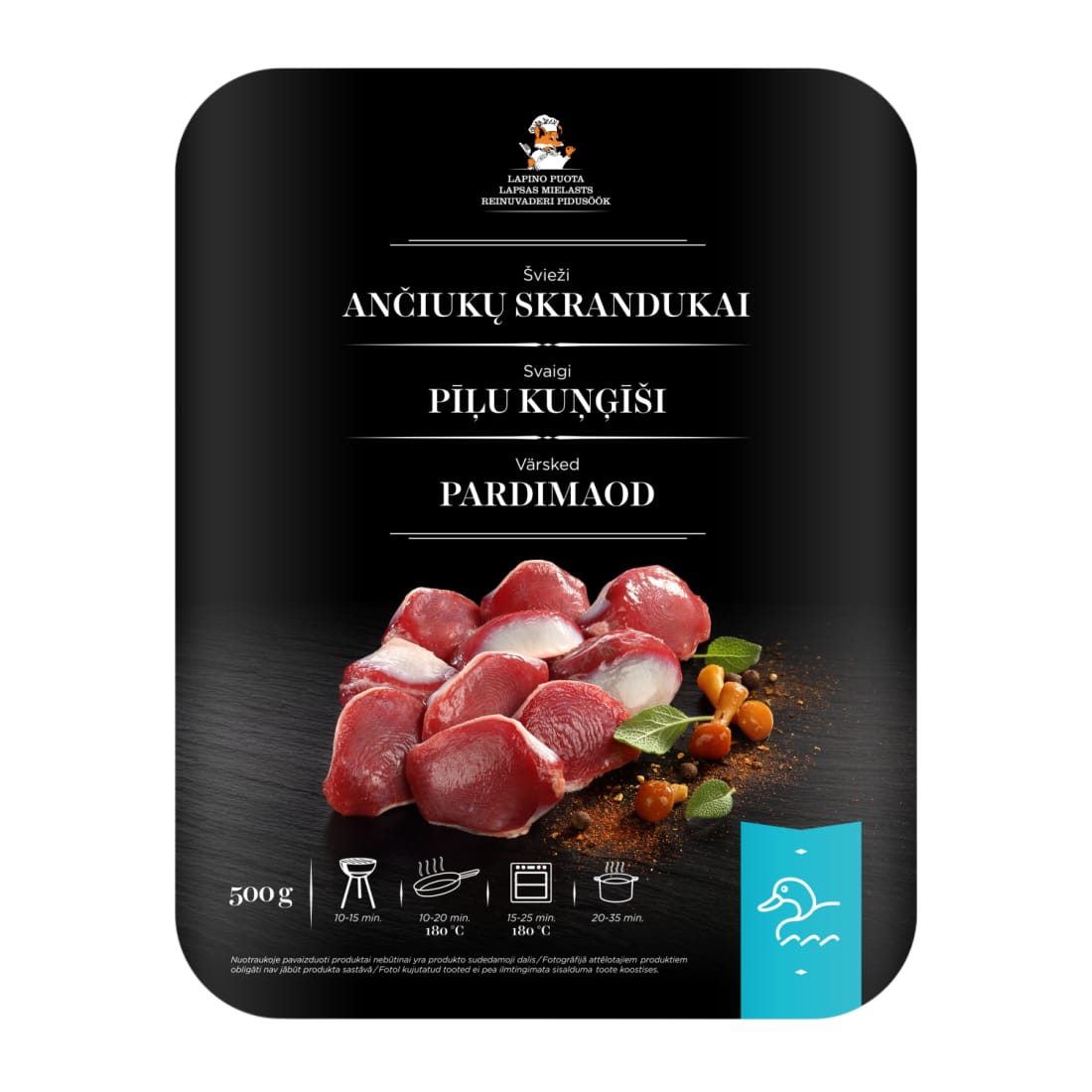Šviež. ančiukų skrandukai LAPINO PUOTA, 500 g