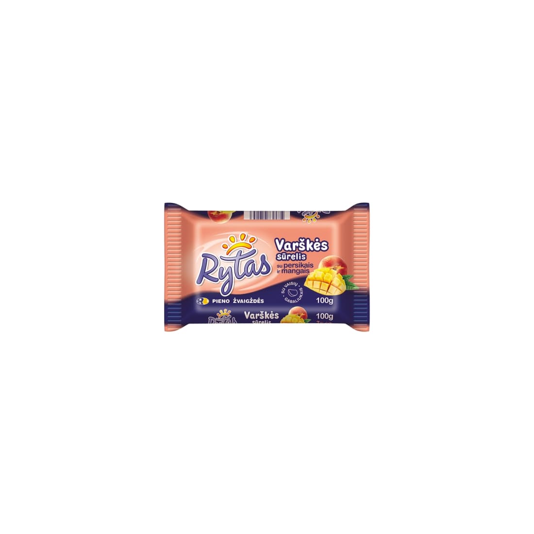 Sūrelis su persikais ir mang. RYTAS, 7%, 100g
