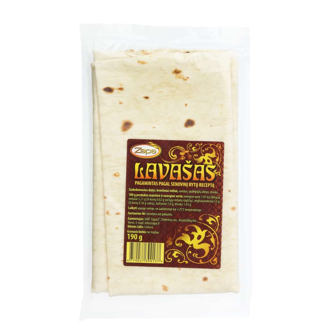 Lavašas ZAPA LT, 190 g