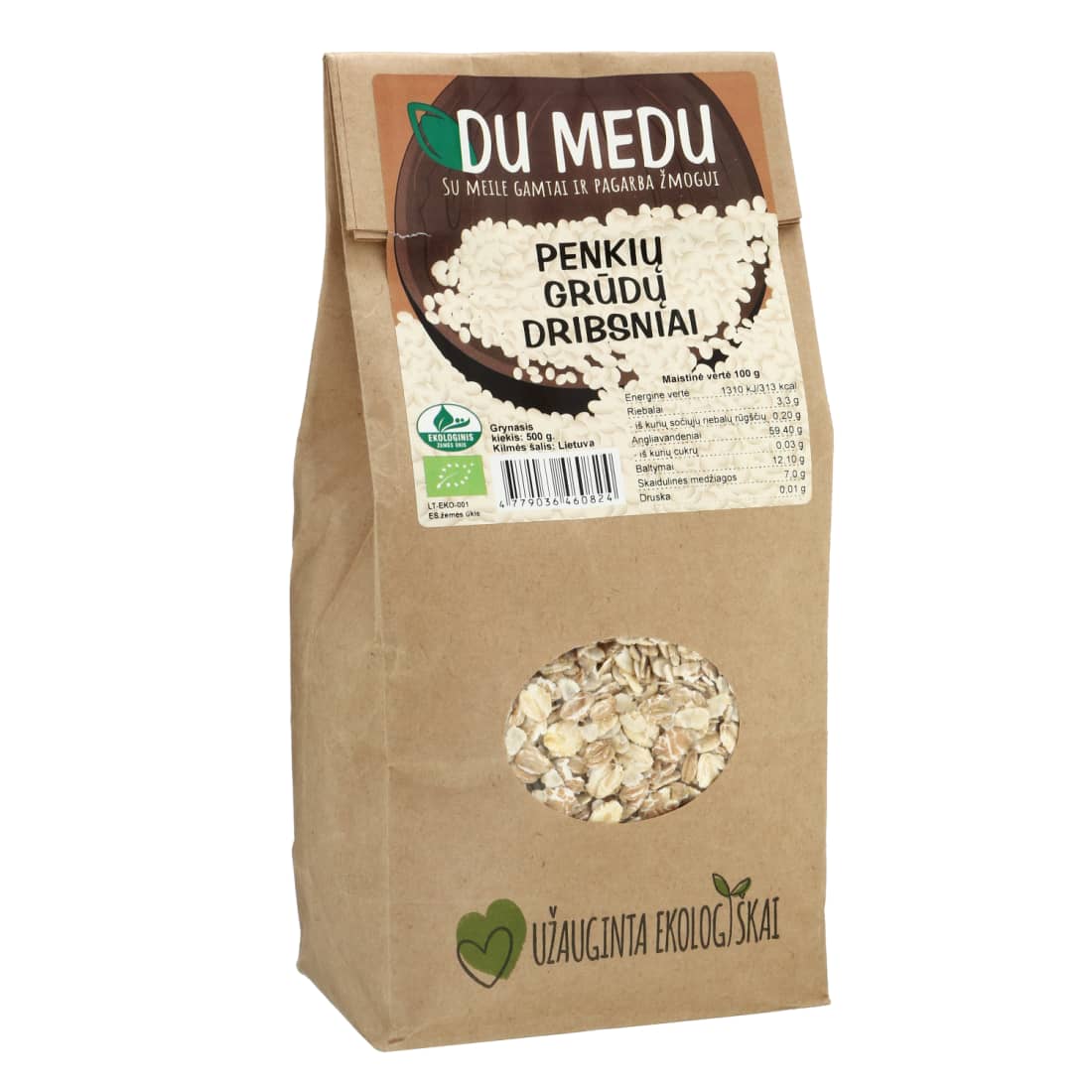 Ekolog. penkių grūdų dribsniai DU MEDU, 500 g