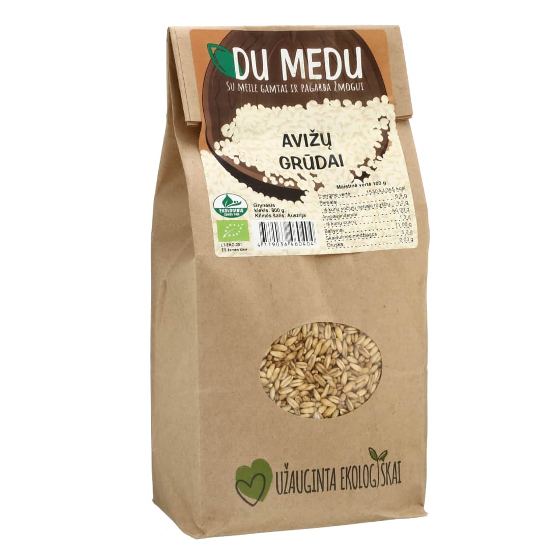 Ekologiški avižų grūdai DU MEDU, 800 g