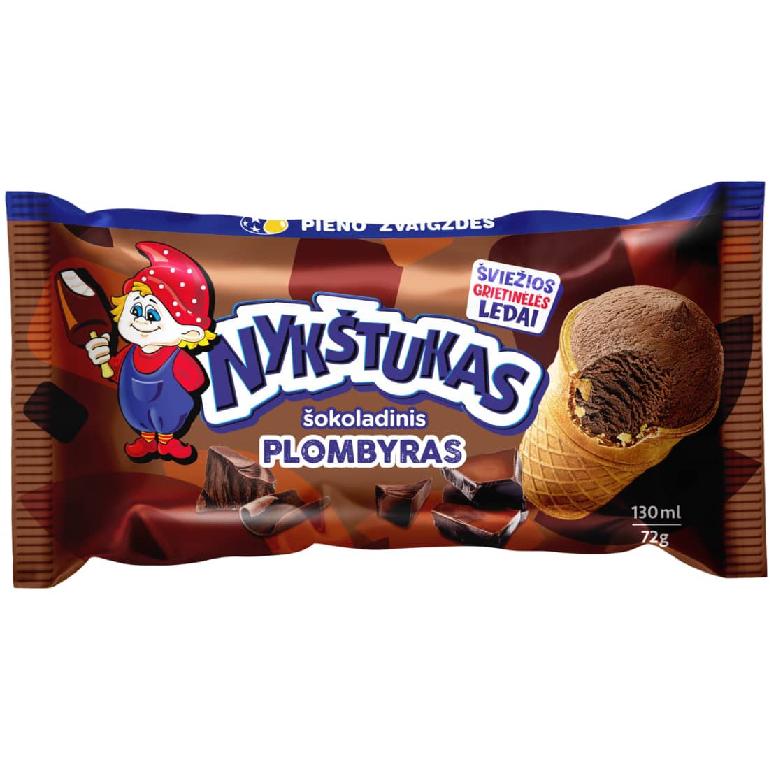 Šok. plombyras vafl. p. NYKŠTUKAS, 130ml /72g