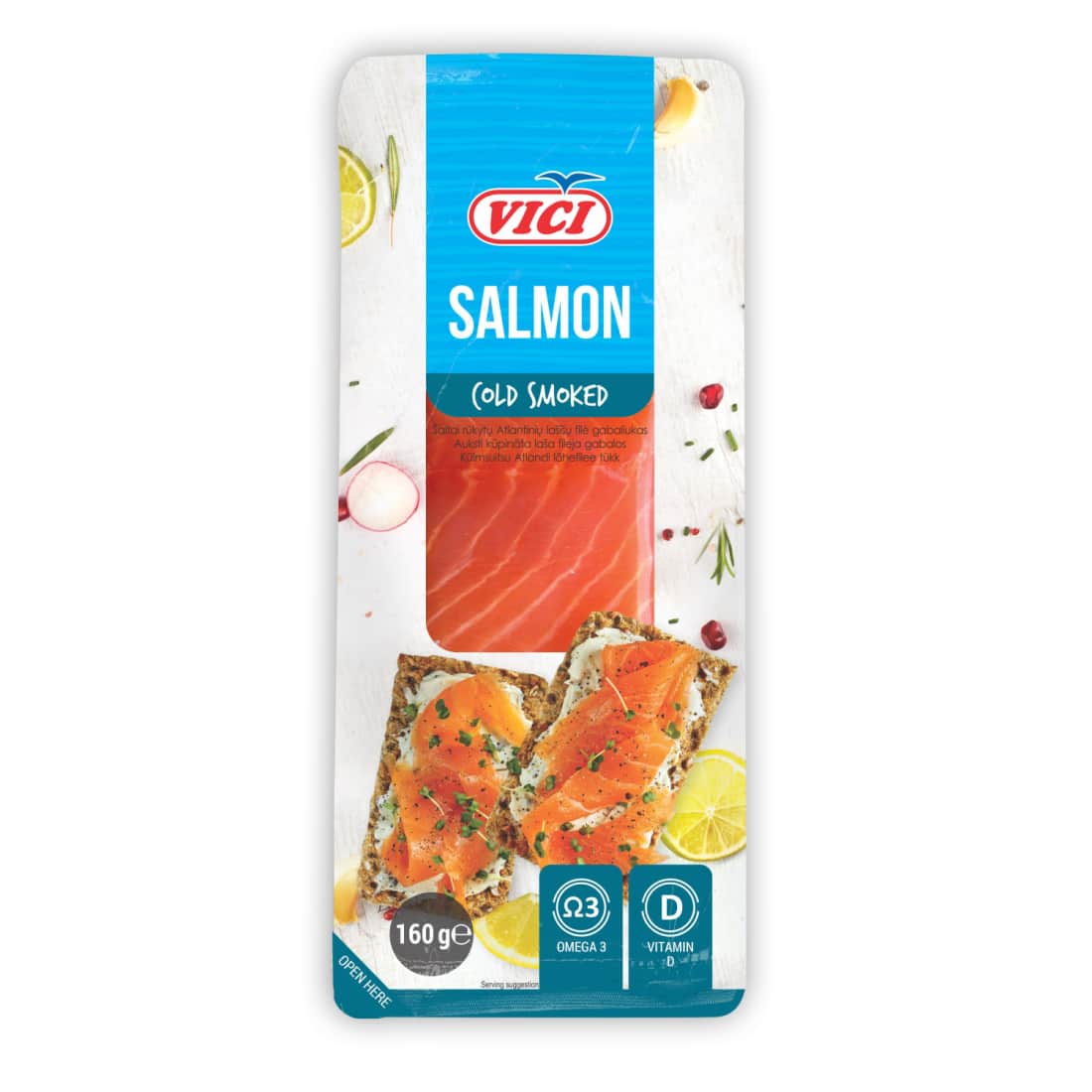 Šaltai rūk.lašišų filė VIČI,gabal.su oda,160g