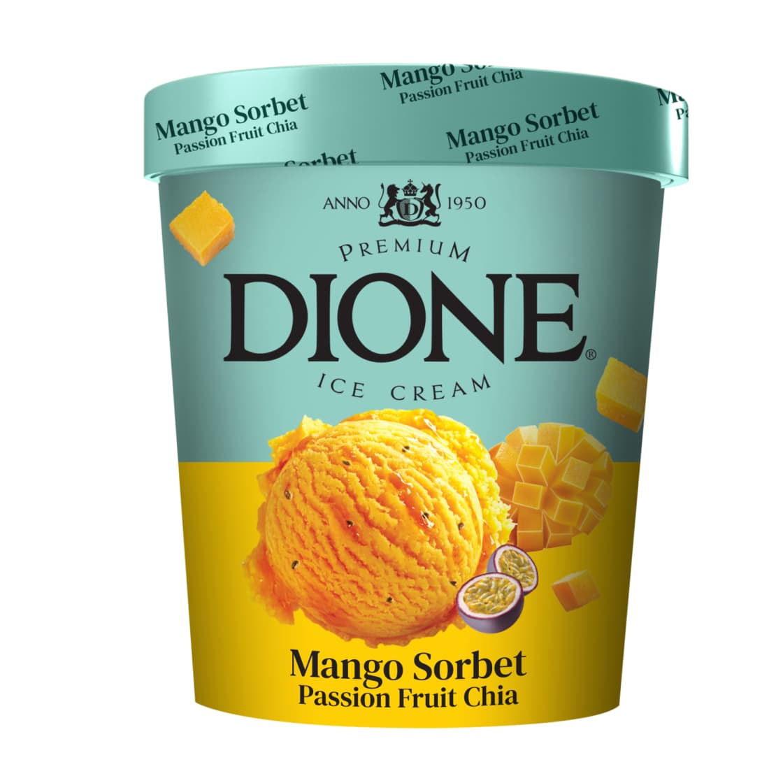 Mangų sorbetas su pas. įd. DIONE, 475ml/370g