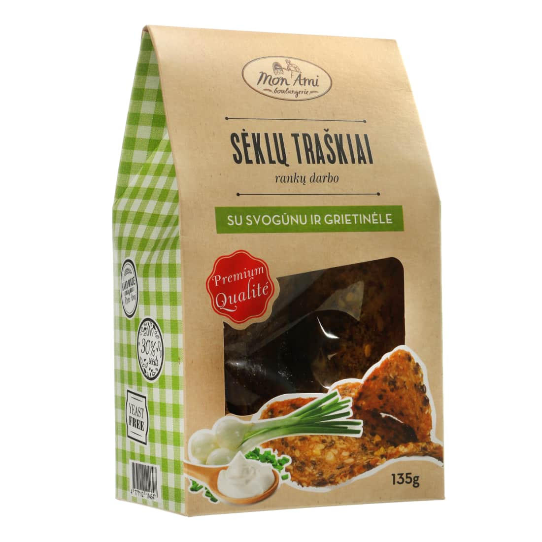 Sėklų traškiai su svog. ir griet.MON AMI,135g