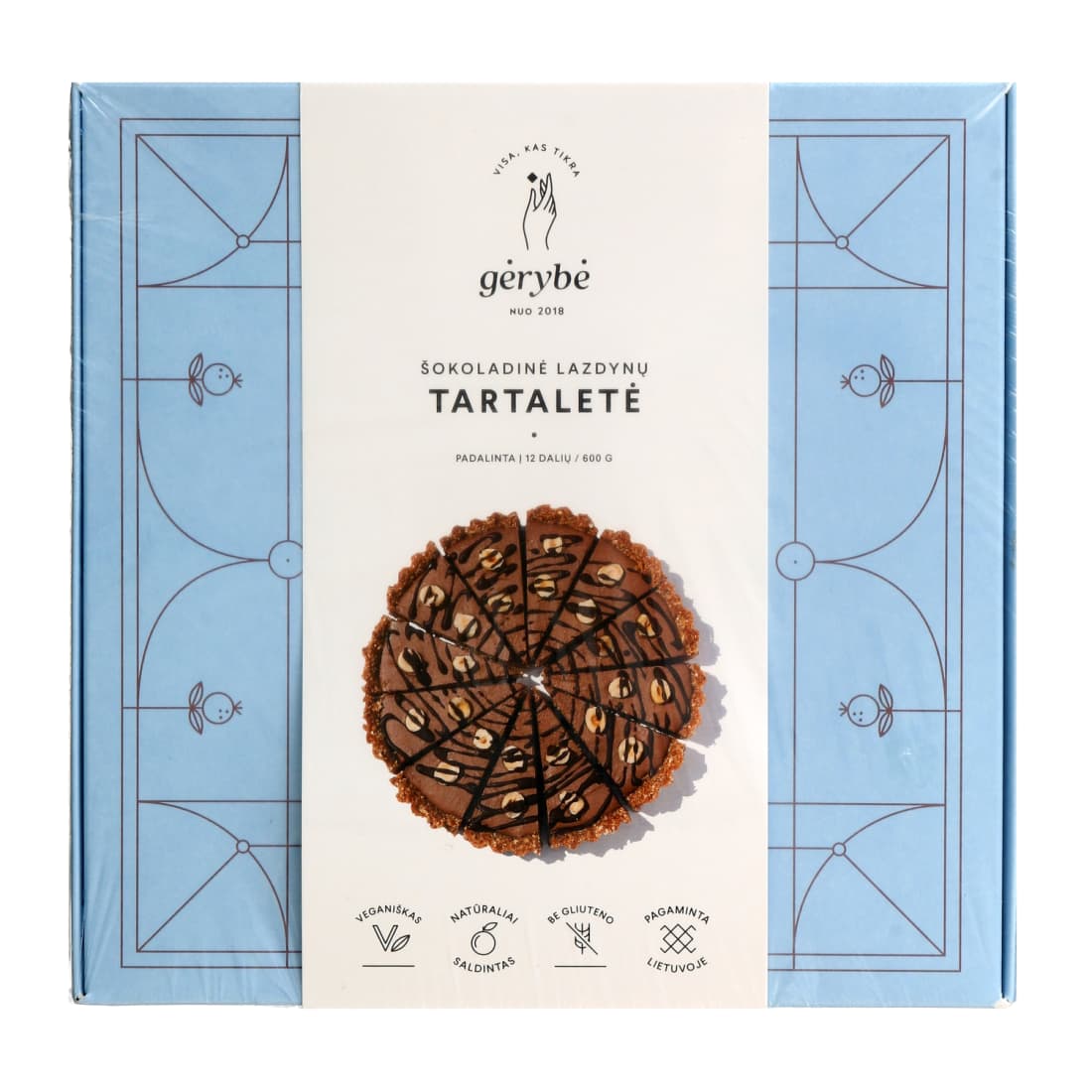 Veg. šokoladinė lazdynų tartaletė GĖRYBĖ,600g