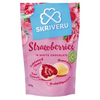 Zemenes baltajā šokolādē SKRĪVERU 100g