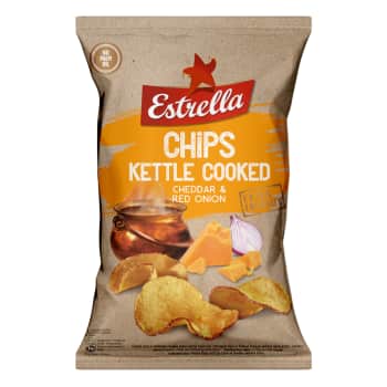 Čipsi ESTRELLA KETTLE Čedars sīpols 120g