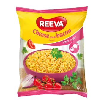 Ātri pagatavojamas nūdeles REEVA ar sieru un bekonu 60g