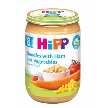 Biez. HIPP nūdeles,šķiņ.un dārz. 8+ 220g