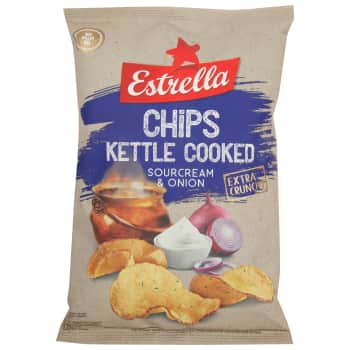 Čipsi ESTRELLA KETTLE sk.krēj.sīp.120g