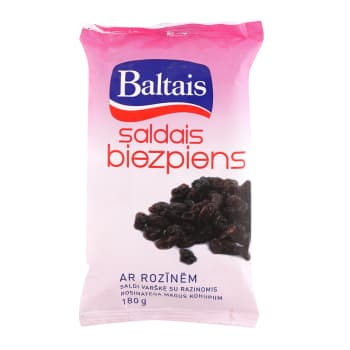 Saldais biezpiens BALTAIS ar rozīnēm 180g