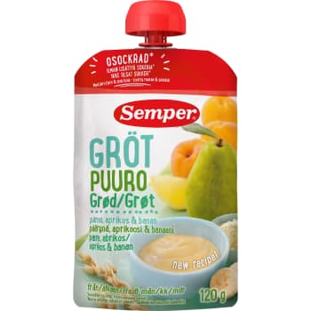 Biezenis SEMPER graudu-bumbieru-aprikožu-banānu 6+ 120g
