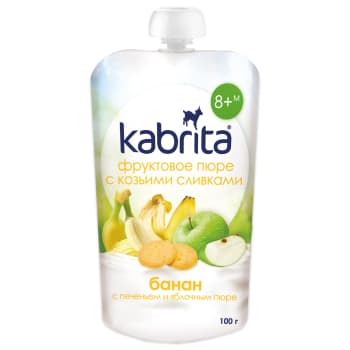 Biezenis KABRITA kazas piens, banāns, cepums, ābols 8+100g