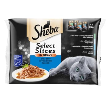 Kons.kaķu bar. SHEBA zivju 4x85g
