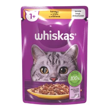 Konservēta kaķu barība WHISKAS ar cāli 85g