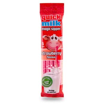 Salmiņi pienam QUICK MILK ar zemeņu garšu 30g