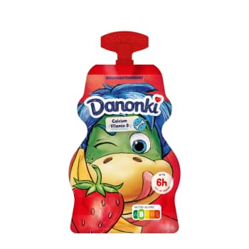 Jogurts DANONKI Pouch ar zemeņu-banānu garšu 70g