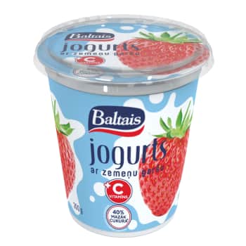 Jogurts BALTAIS ar zemenēm un C vitamīnu 300g