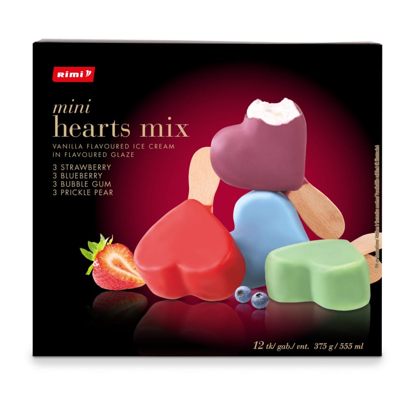 Valg. ledai RIMI MINI HEARTS MIX, 555 ml/375g