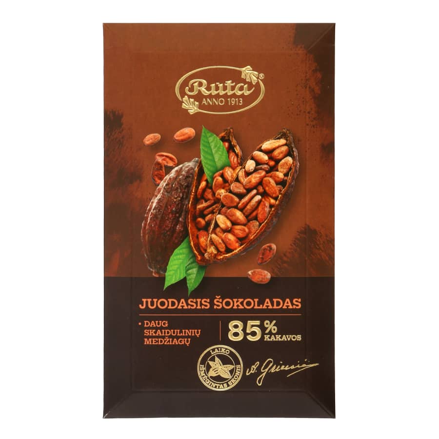 Juodasis šokoladas RŪTA, 85 %, 90 g