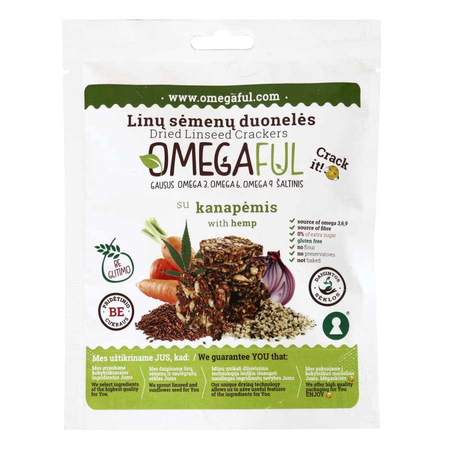 Linų sėm.duonelės su kanapėmis OMEGAFUL, 80 g