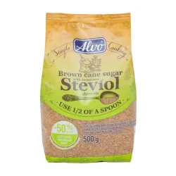 Rudasis cukranendrių cukrus su stevijos saldikliu ALVO, 500 g