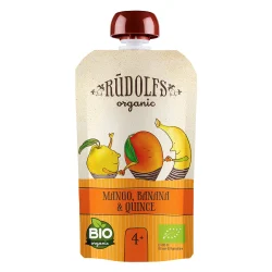 Ekologiška mangų, bananų ir svarainių tyrelė RŪDOLFS, nuo 4 mėn, 110 g