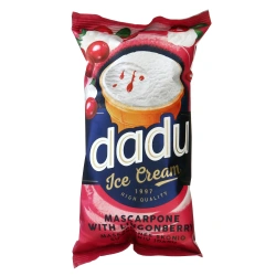 Maskarponės sūrio skonio valgomieji ledai su bruknių įdaru DADU, 120 ml / 73 g